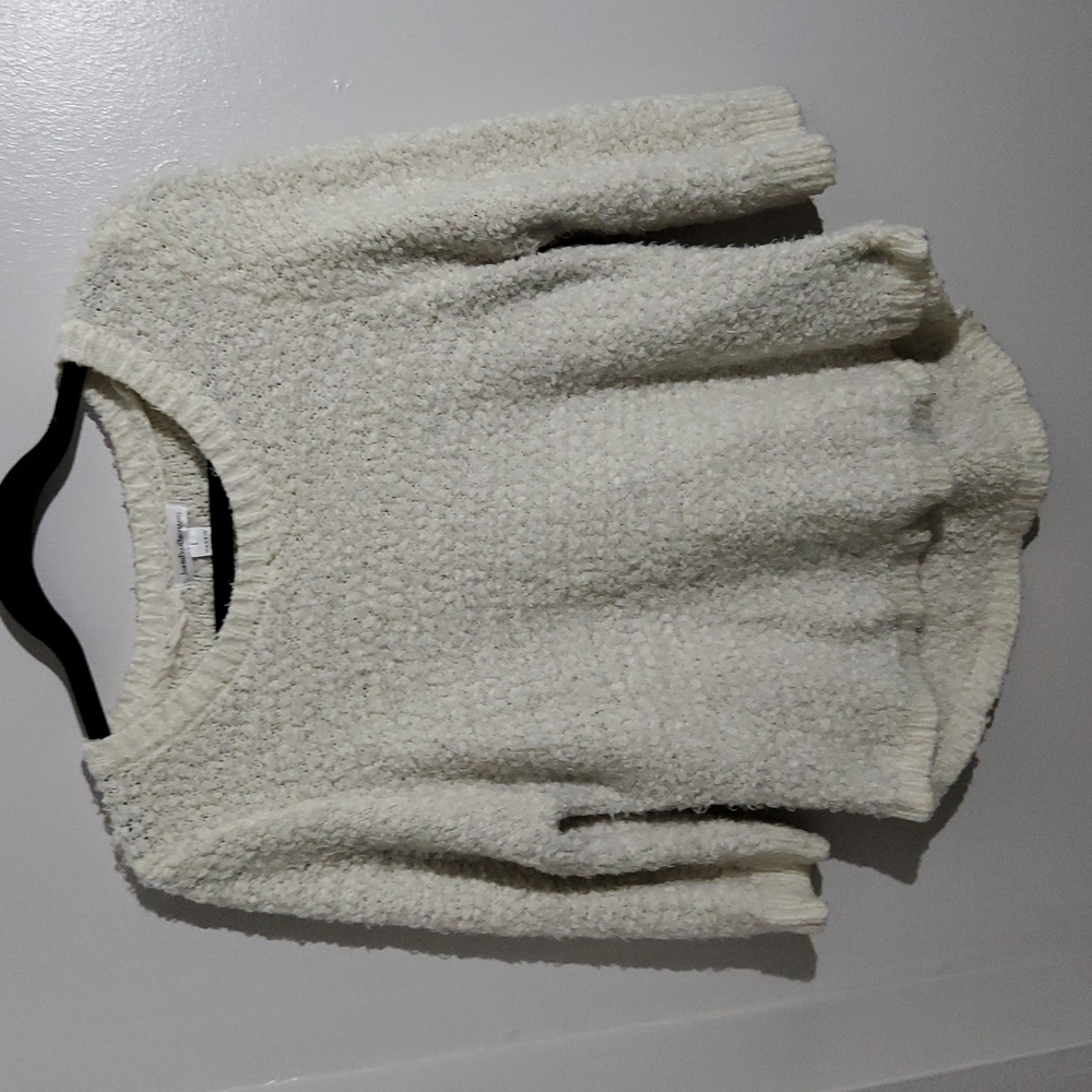 Cream Fuzzy High Low Sweater Size L John Paul Richards
